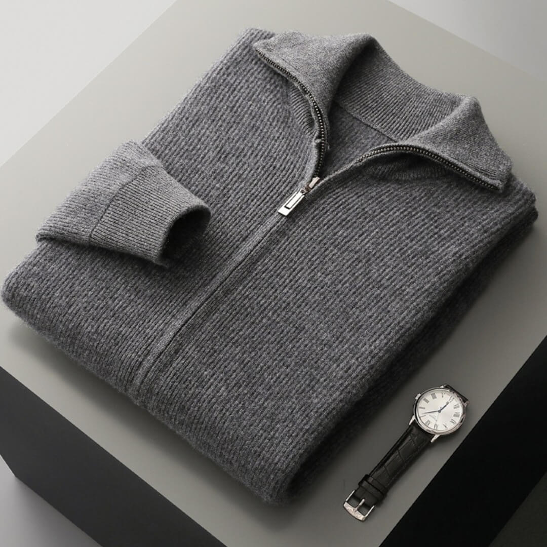 Luciano Cashmere Zip Cardigan