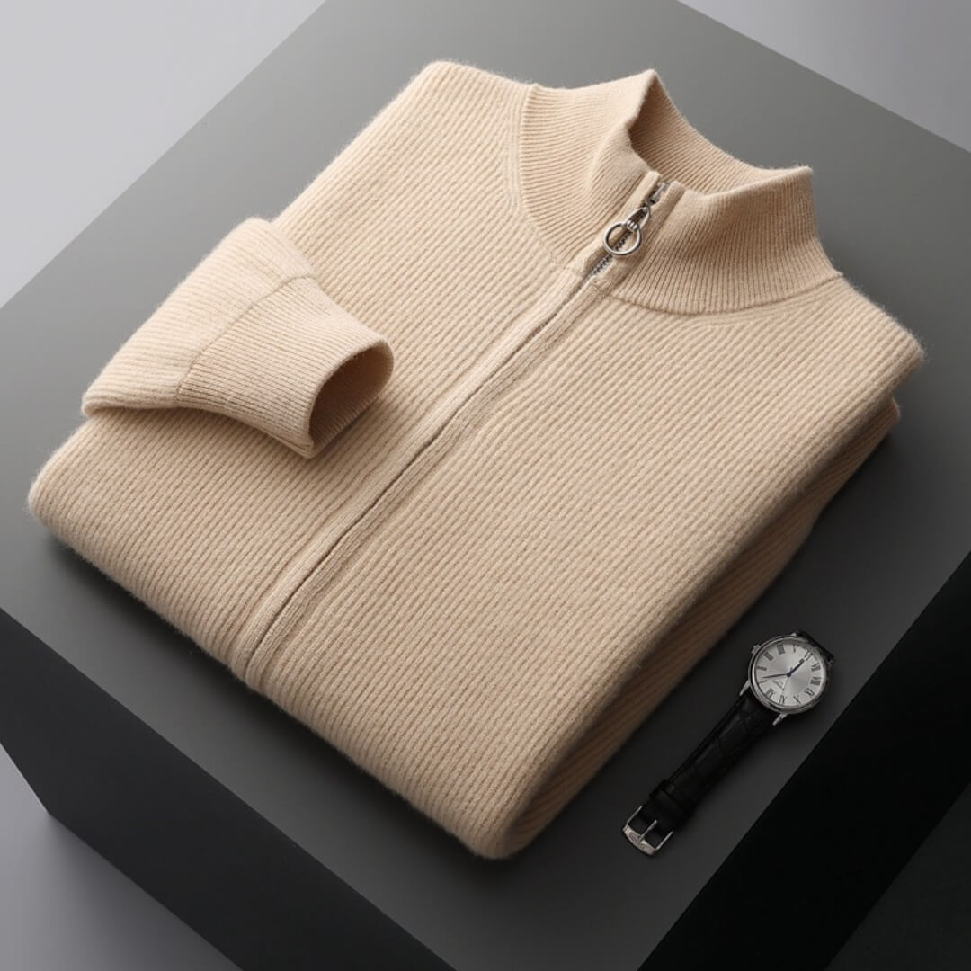 Luciano Cashmere Zip Cardigan
