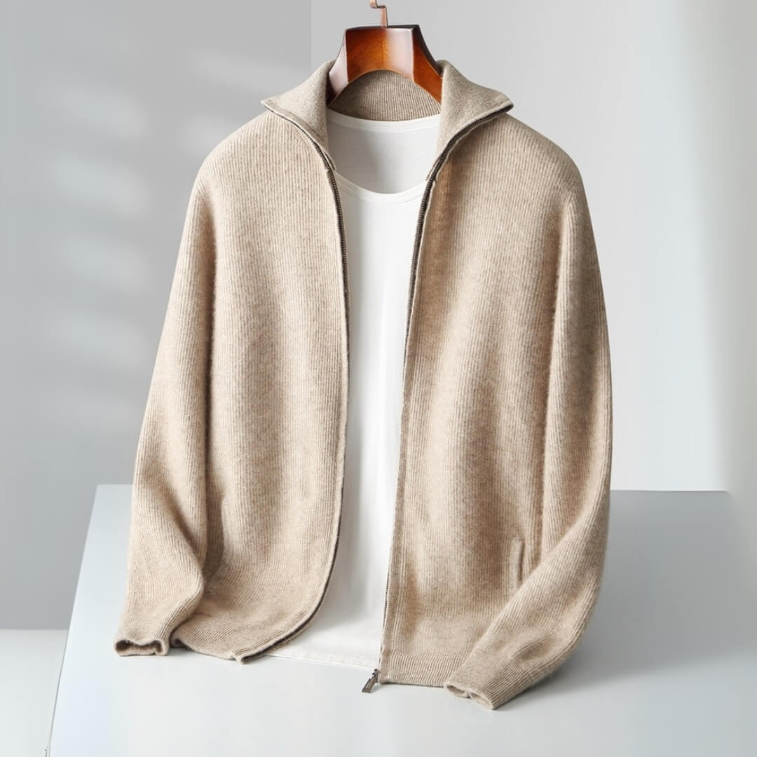 Luciano Cashmere Zip Cardigan